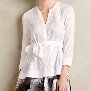 HD in Paris white button top